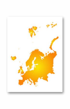 Golden map of Europe Continent isolated on Transparent background.
