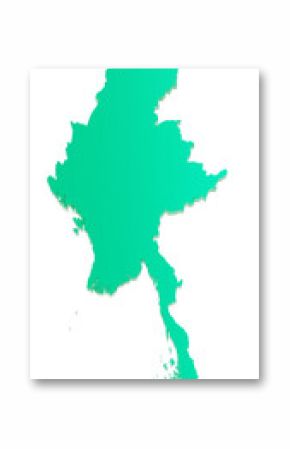 Green color Myanmar map, Myanmar 3d map