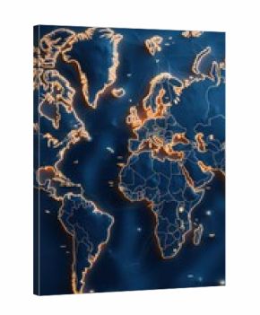 A map of the world with glowing lines