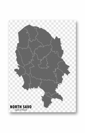 Blank map North Savo Region  of  Finland. High quality map North Savo on transparent background for your web site design, logo, app, UI.  Finland.  EPS10.