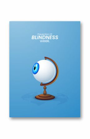 blindness prevention month, Color blindness month celebration, world global map whit eye, eye effect world map, design for banner, poster, 3D Illustration.