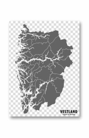 Blank map Vestland County of  Norway. High quality map Vestland County on transparent background for your web site design, logo, app, UI.  Norway.  EPS10.