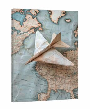 A paper plane on a map