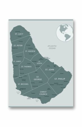 Barbados - detailed map with administrative divisions country. Vector illustration