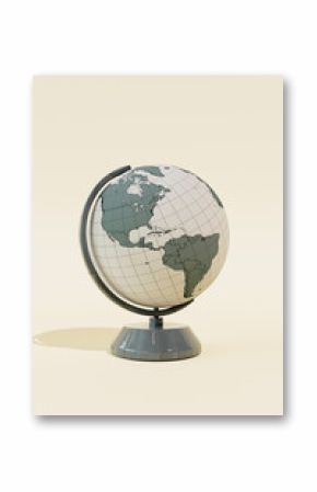 3D Render of a Globe with Map of Continents
