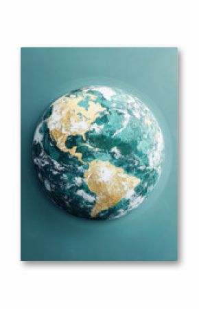 Vertical background for Earth Day poster depicting Planet Earth in shades of mint, teal and beige.