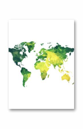 Abstract world map design with green and yellow tones.