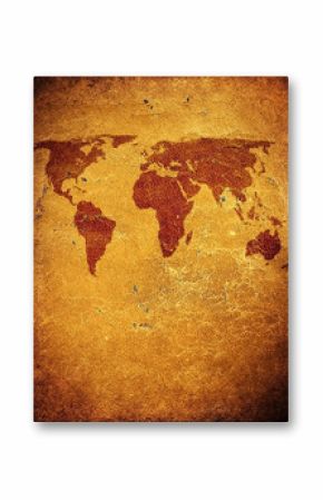 world map on grunge leather background