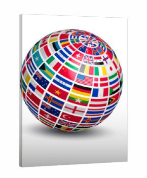 Globe made out of world flags. Vector.