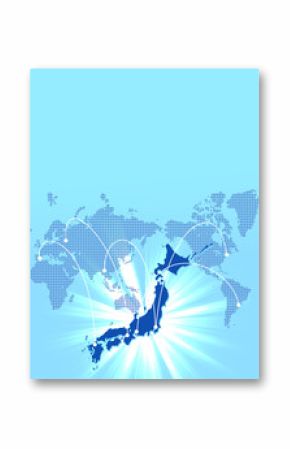 日本地図　世界地図　グローバル　ビジネス