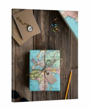 Gift wrapped in vintage map