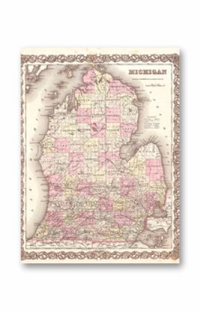 1855, Colton Map of Michigan