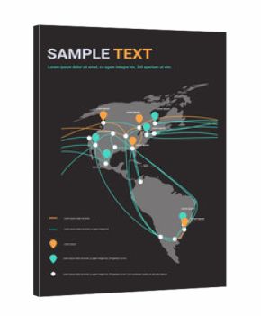 global network cable connections and information transfer system world map technology internet connection telecommunications concept infographic vertical copy space vector illustration