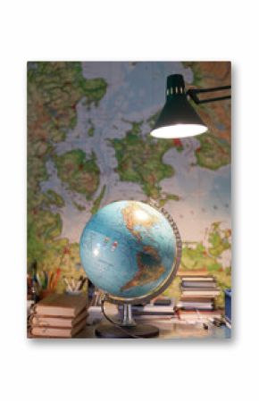 World map globe on a desk