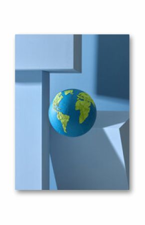 handmade plasticine globe isolated on blue background