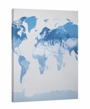 Clean minimalist world map, blue and white tones,  texture,  background