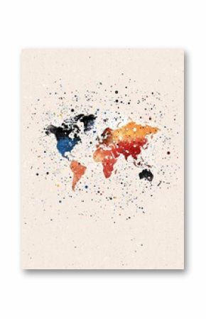 Minimalist World Map Outline with Major Cities in Watercolor