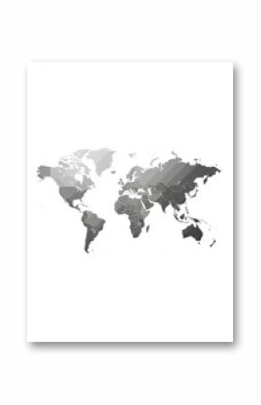 World map, grayscale, shaded countries