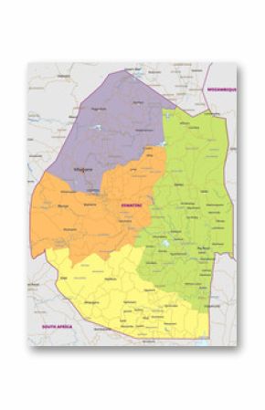 Detailed political map of Swaziland