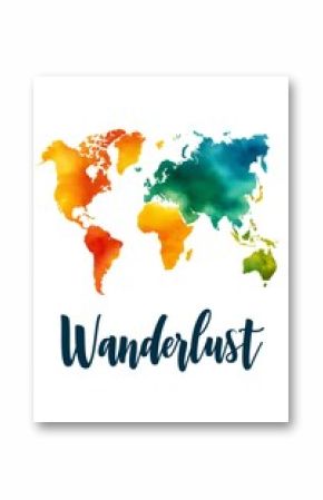 Colorful watercolor world map depicting wanderlust and travel dreams