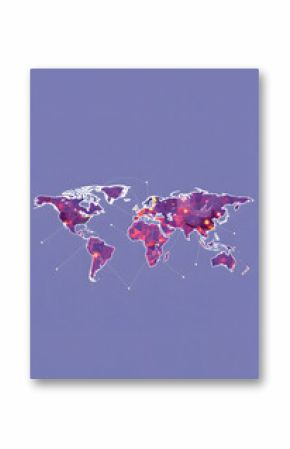 Abstract world map concept - global business network and connections, international data transfer and cyber technology, color sketch, with white tones