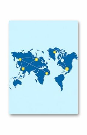Global network depicted on a world map, highlighting key locations with connecting lines
