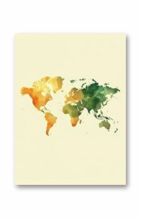 Elegant minimalist world map outline featuring major cities in soft watercolor hues