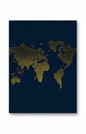 Golden world map on dark background
