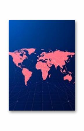 A stylized world map with a network of lines