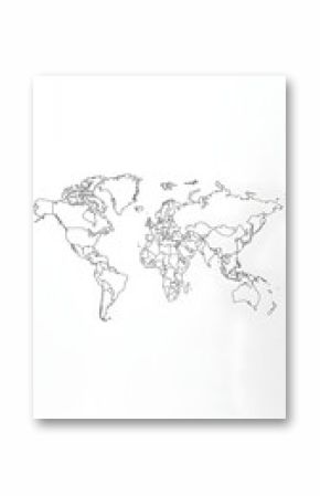 A simple yet elegant world map outline, designed with smooth curves and a clean look, suitable for educational content, set on a light backdrop