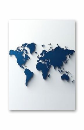 Blue world map with detailed country silhouettes on a textured surface representing global connections