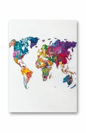 Colorful world map on white background.