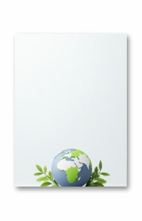 Nature-Inspired Global Concept with Green Earth Globe Surrounded by Fresh Green Leaves on Light Background