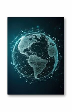 Wireframe globe design illustrating connectivity and global networks in a digital environment