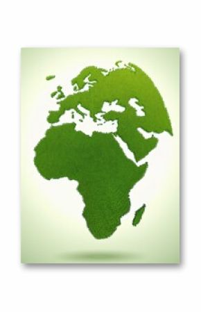 Generated image Green World Map- 3D tree or forest shape of world map isolated on white background