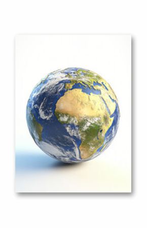 3D model of planet earth with africa and europe on white background, globe, geography, world map, planetary model, planet
