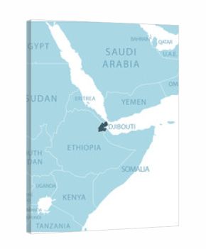 Djibouti - blue map with neighboring countries and country names. Vector illustration