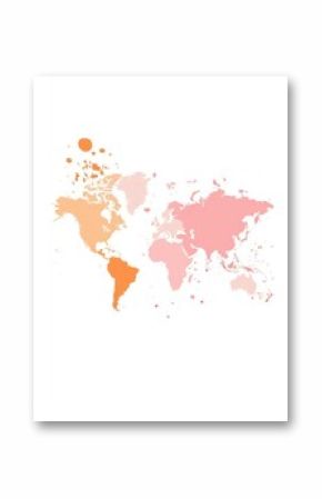 Artistic map of the world using colorful splashes and abstract patterns, modern and creative, global theme.