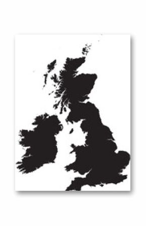 Editable vector silhouette map of the United Kingdom, including Great Britain (England, Scotland, and Wales) and Northern Ireland, along with smaller surrounding islands.