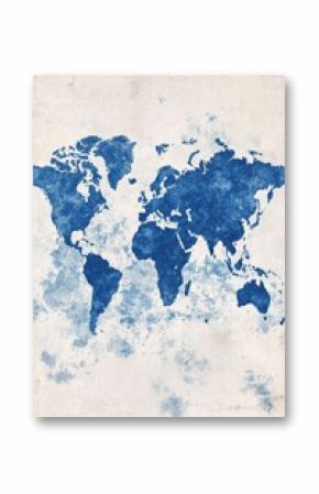 World Map Watercolor Art Print: A Blue Hues Journey Across Continents
