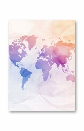 Colorful world map illustration featuring soft pastel gradients and an artistic design. Generative AI