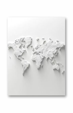 3D world map simple design white background