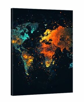 Global network connection, digital world map, dark background, data visualization, website banner