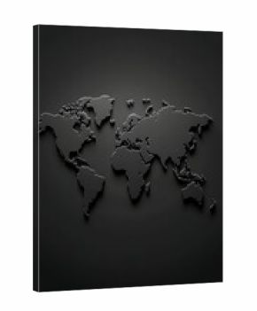 Black world map on a dark gray background design
