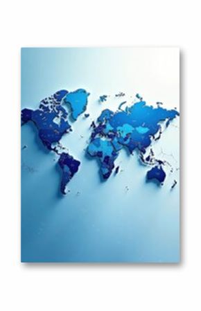Abstract world political map in blue and white vector styles, global map, geopolitics