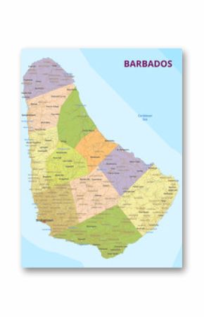 Detailed political map of Barbados