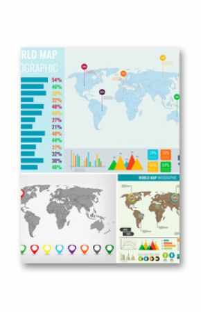 World map infographic template. All country are selectable. Vector illustration