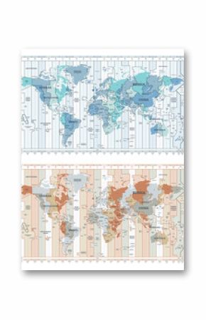 Time Zone Maps Set.