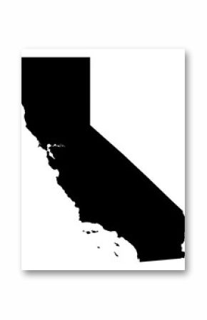 Black PNG of the state of California with a transparent background.