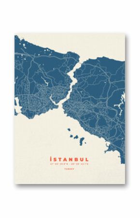 Istanbul city map vector poster